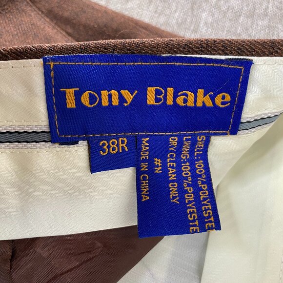 Tony Blake Pleated Dress Pants Men's 38 Brown High Rise Business Office - Picture 5 of 14